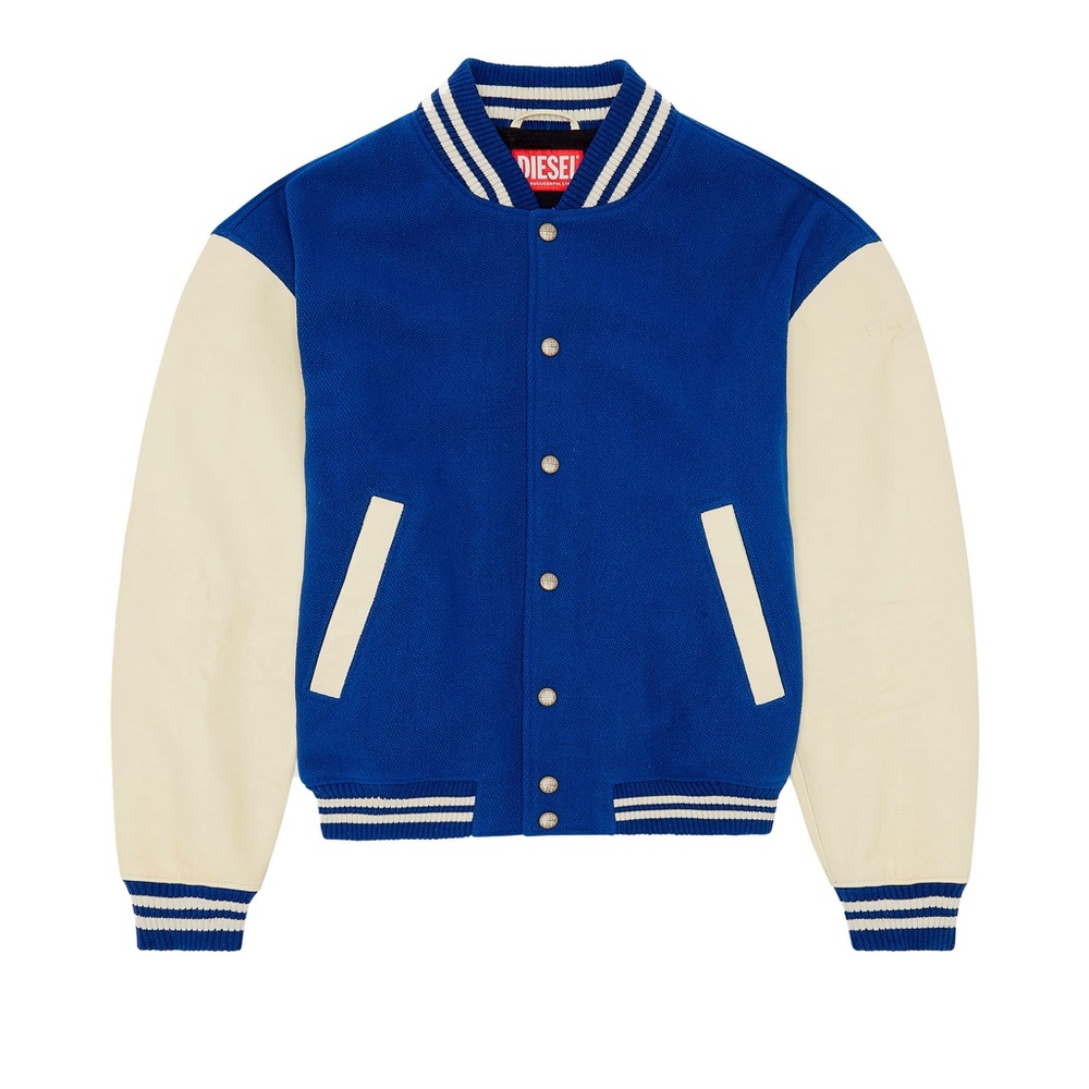 Diesel men’s bomber jacket. Never been worn. BLUE/ CREAM